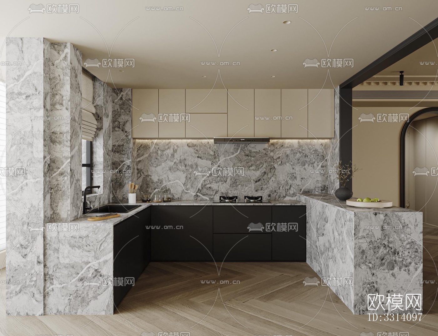 现代客餐厅效果图下载（渲染图9）