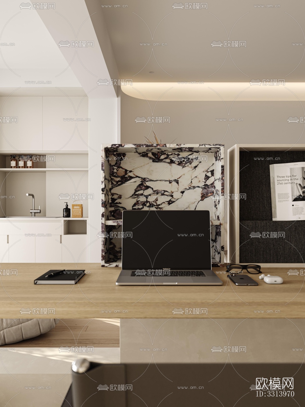 现代客餐厅效果图下载（渲染图3）