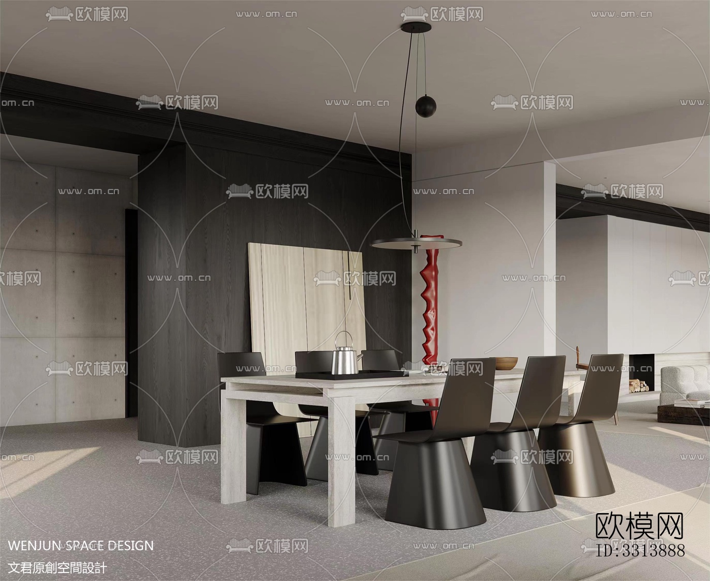 现代客餐厅效果图下载（渲染图12）
