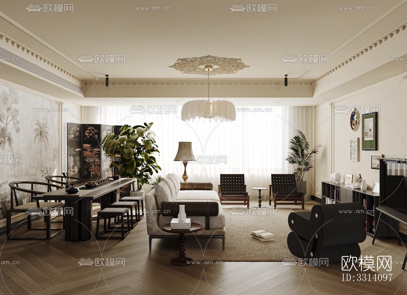 现代客餐厅效果图下载（渲染图3）