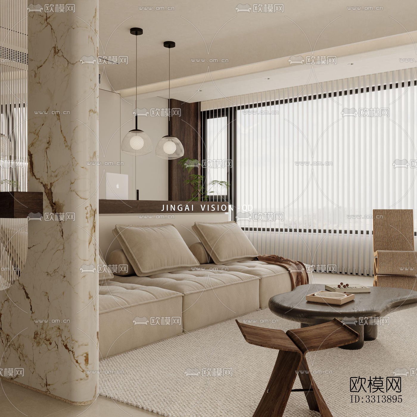 现代客餐厅效果图下载（渲染图4）