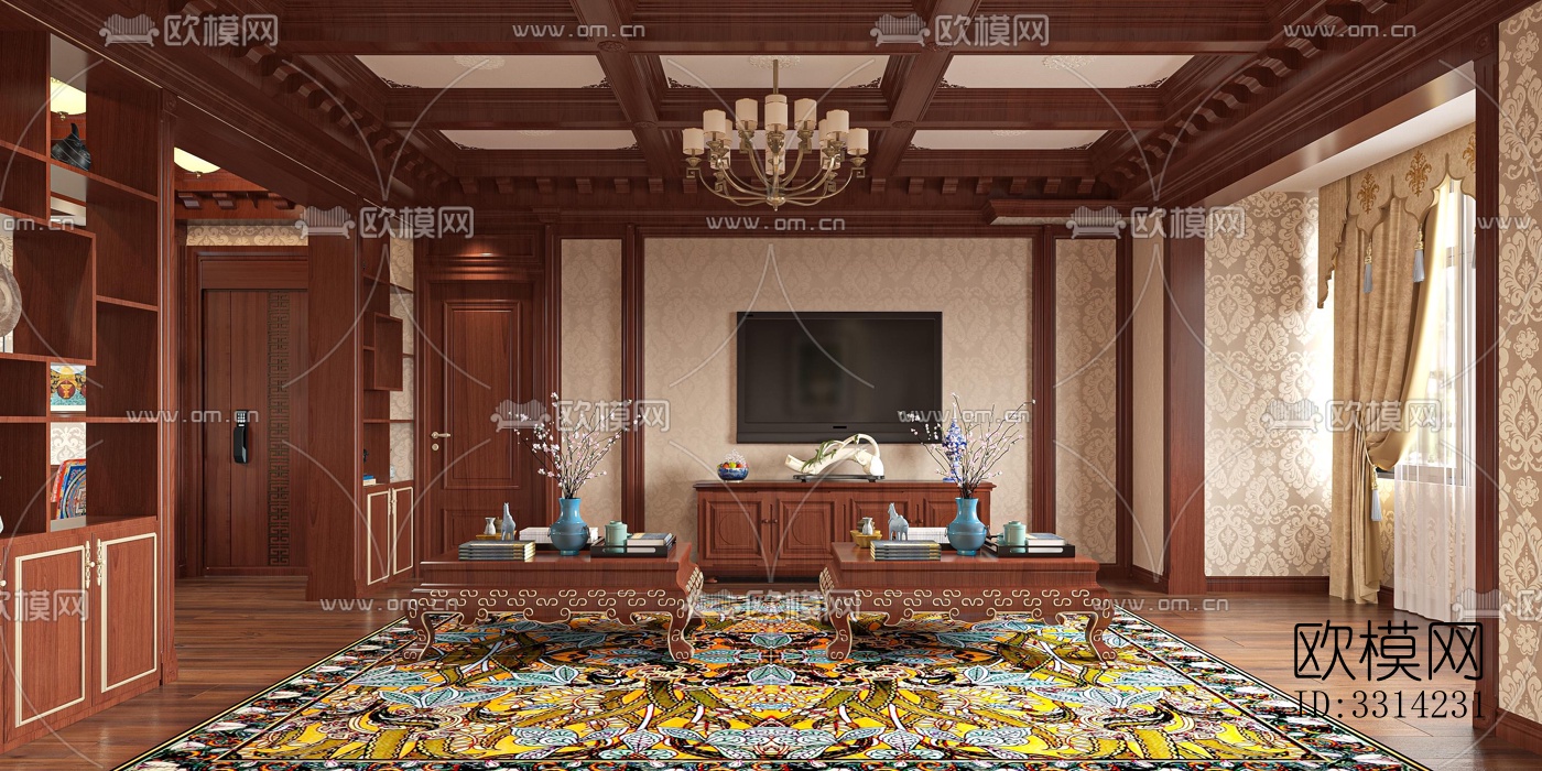 现代客餐厅效果图下载（渲染图4）