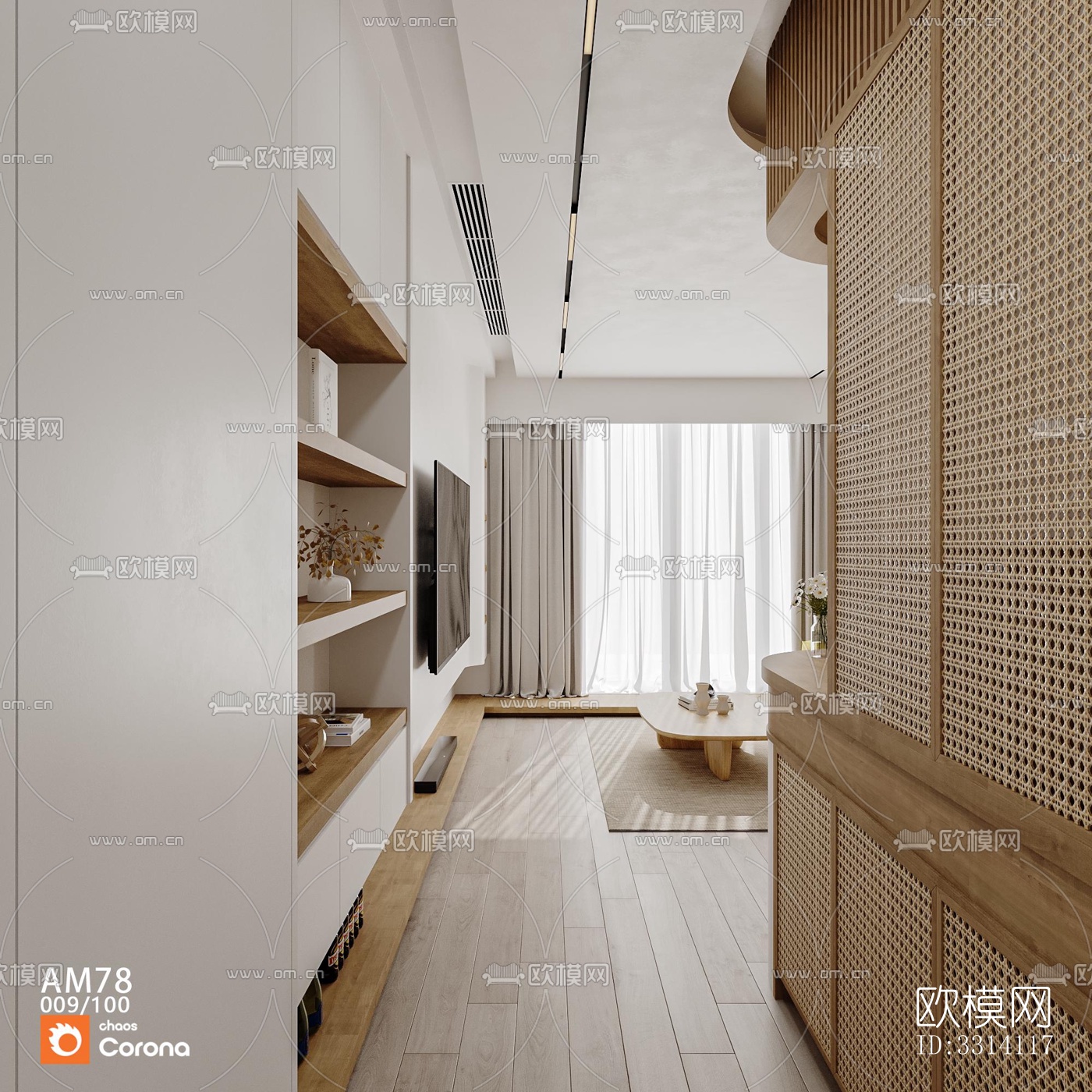 现代客餐厅效果图下载（渲染图1）