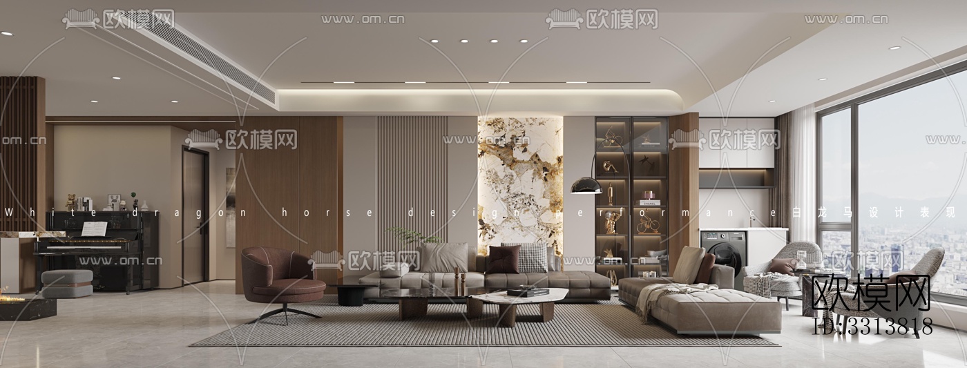 现代客餐厅效果图下载（渲染图5）