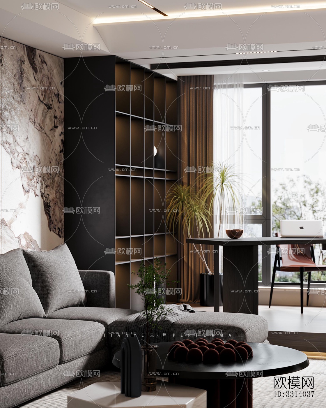 现代客餐厅效果图下载（渲染图7）