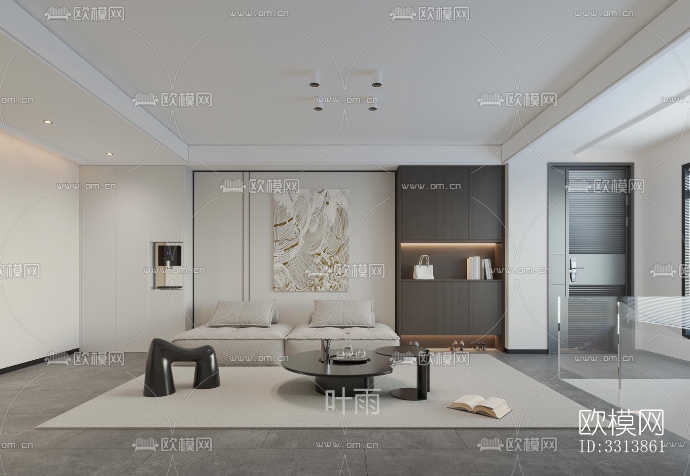 现代客餐厅效果图下载（渲染图1）