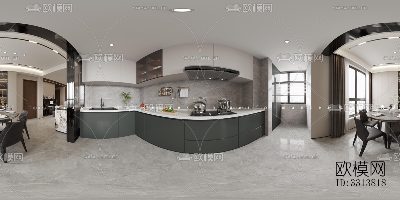 现代客餐厅效果图下载（渲染图2）