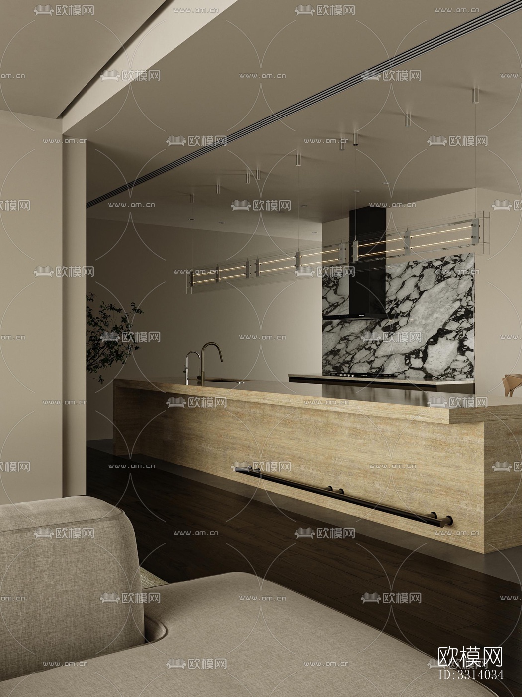 现代客餐厅效果图下载（渲染图7）