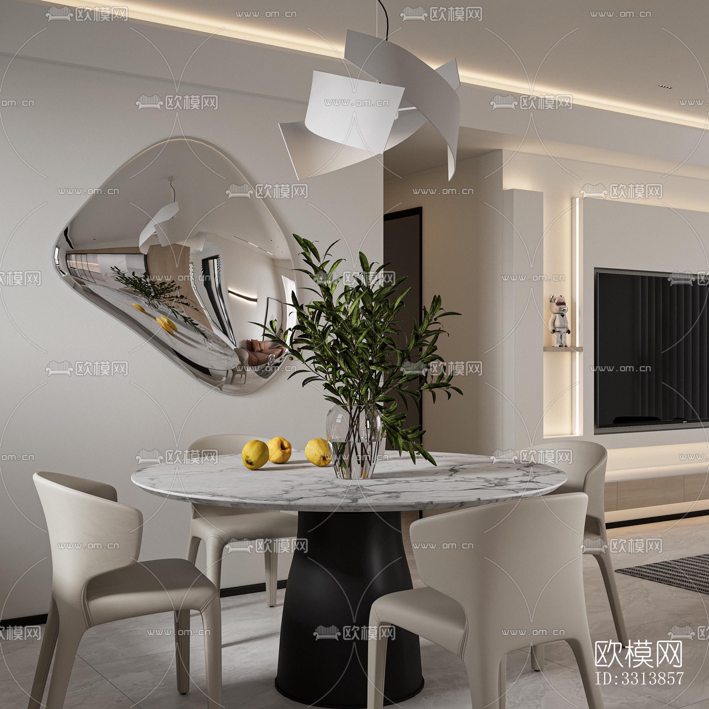 现代客餐厅效果图下载（渲染图12）
