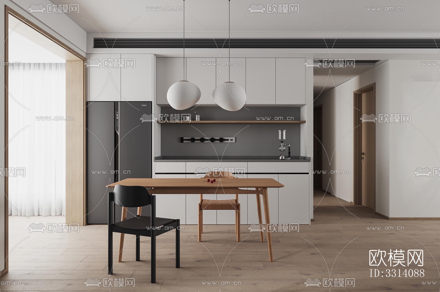 现代客餐厅效果图下载（渲染图3）