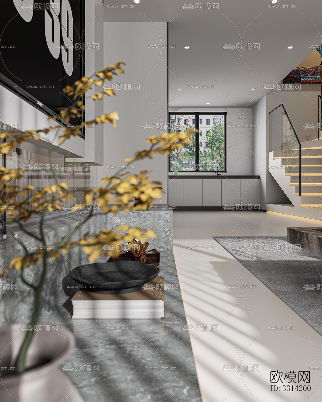 现代客餐厅效果图下载（渲染图8）