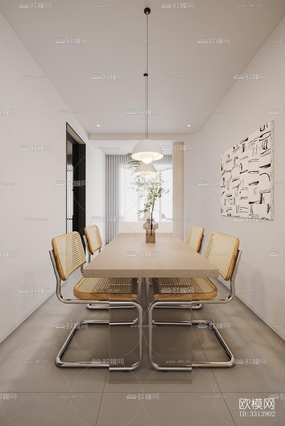 现代客餐厅效果图下载（渲染图6）