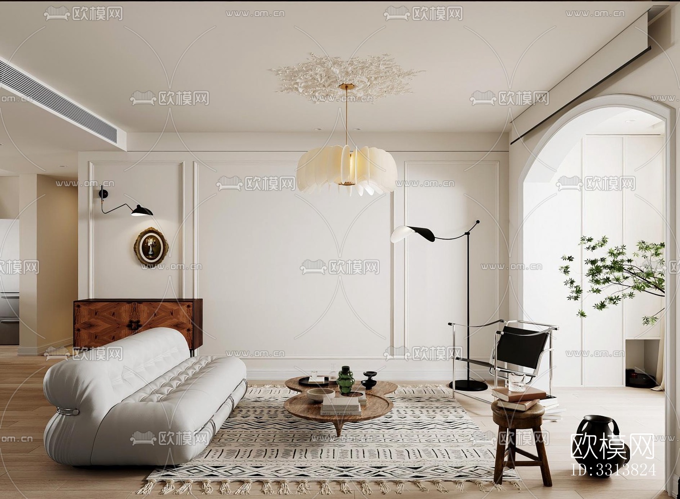 现代客餐厅效果图下载（渲染图1）