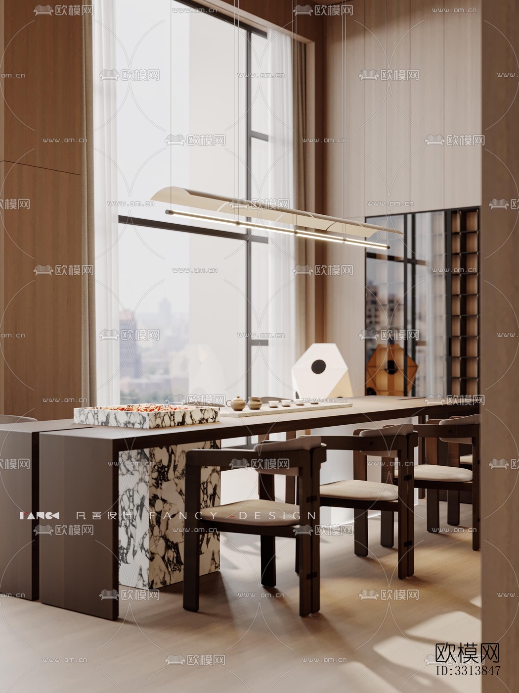 现代客餐厅效果图下载（渲染图10）