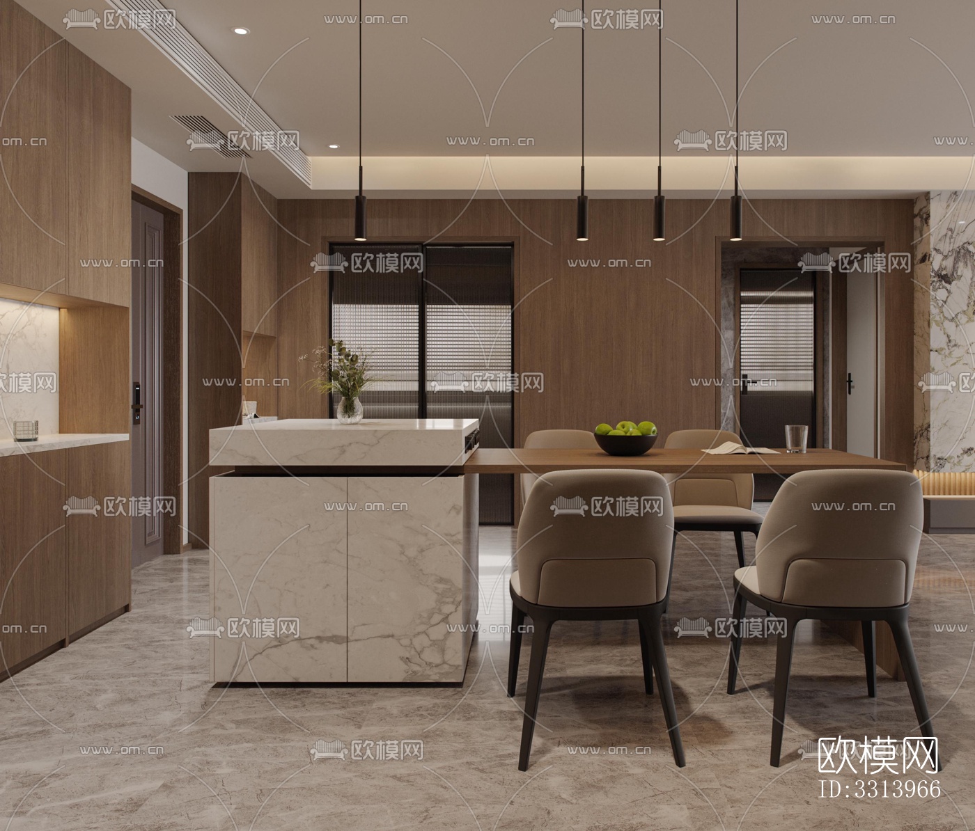 现代客餐厅效果图下载（渲染图6）