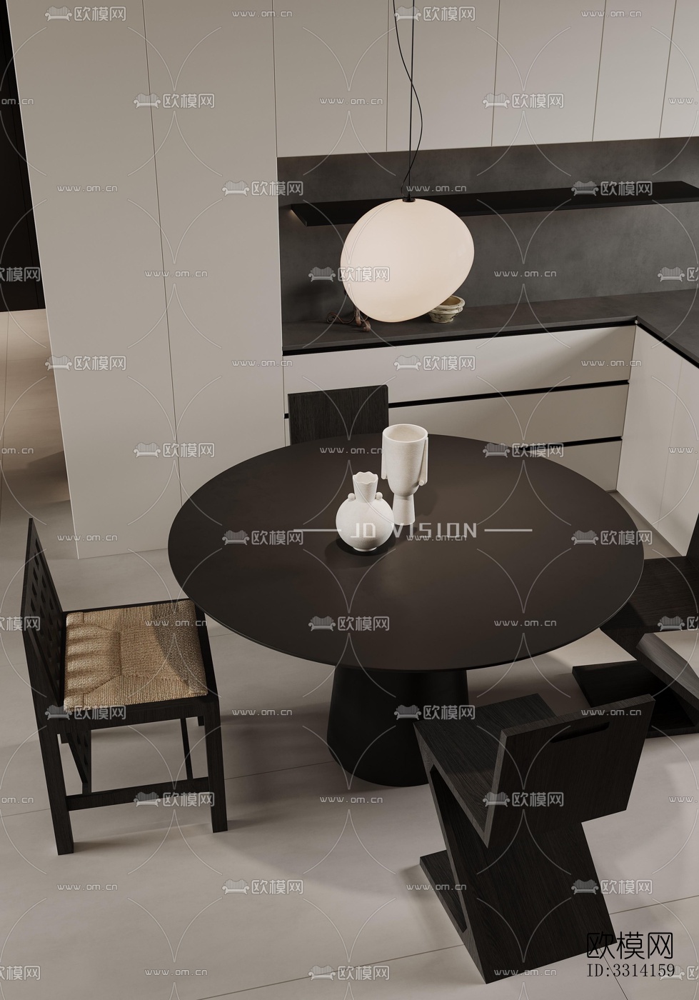 现代客餐厅效果图下载（渲染图10）