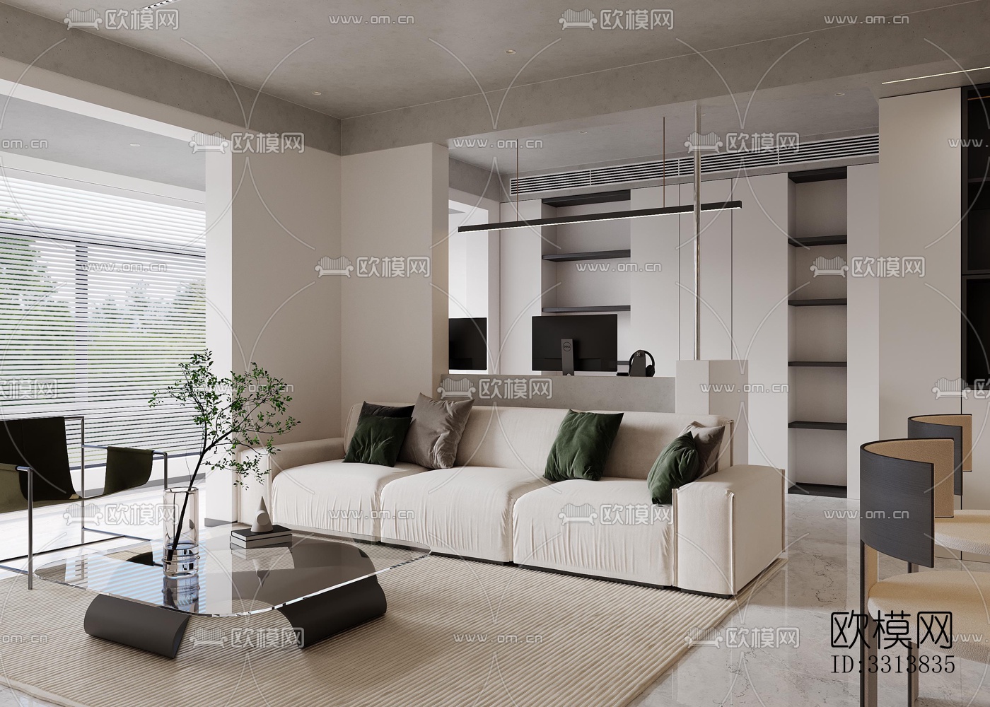 现代客餐厅效果图下载（渲染图2）