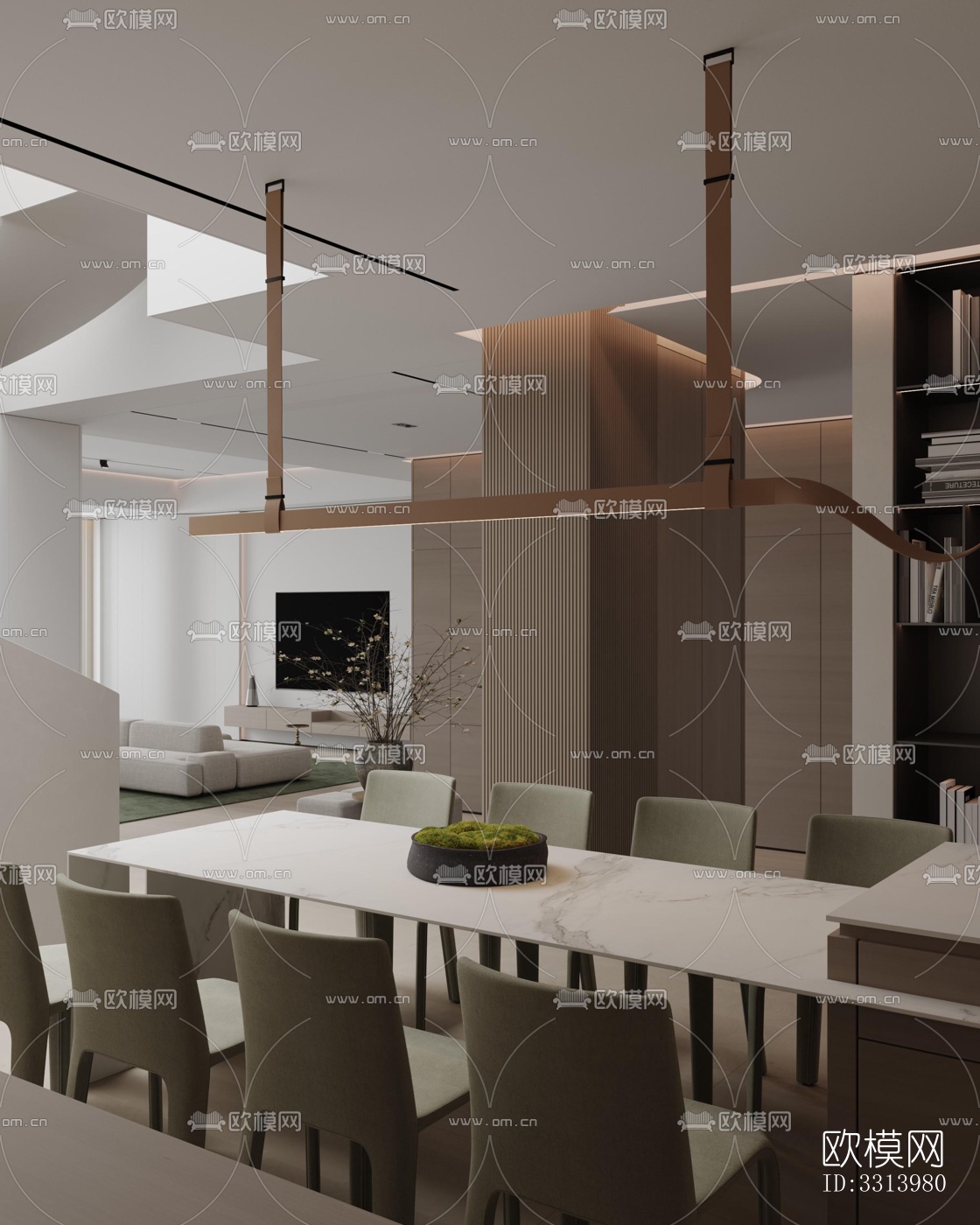 现代客餐厅效果图下载（渲染图9）