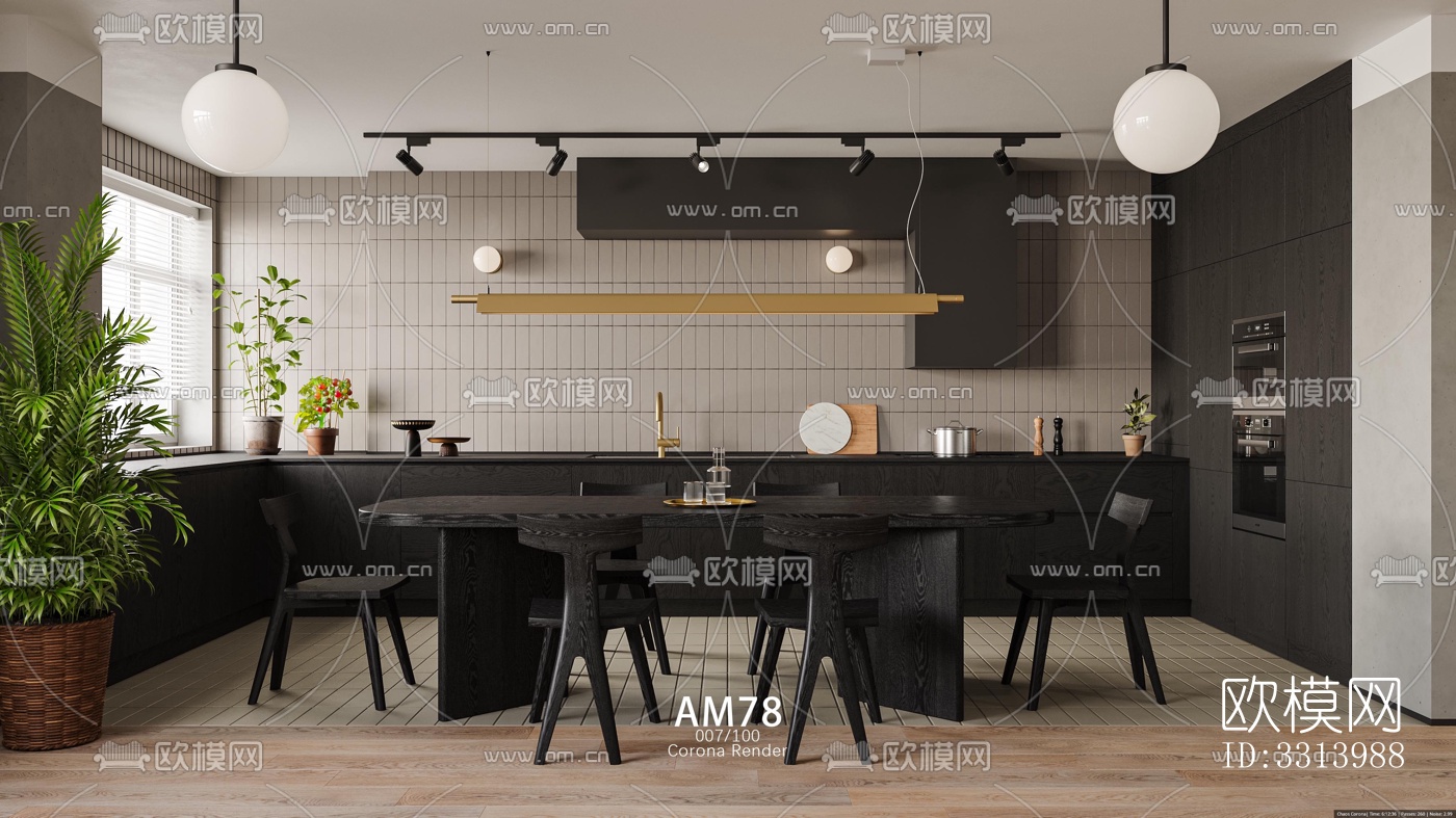 现代客餐厅效果图下载（渲染图15）