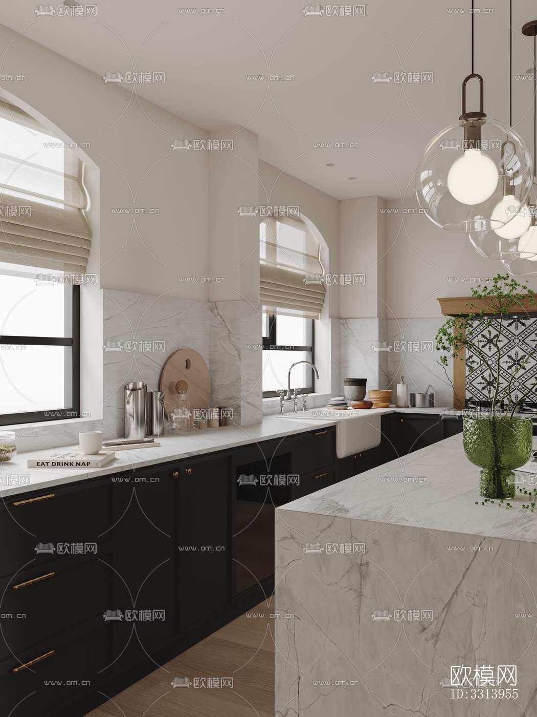 现代客餐厅效果图下载（渲染图6）