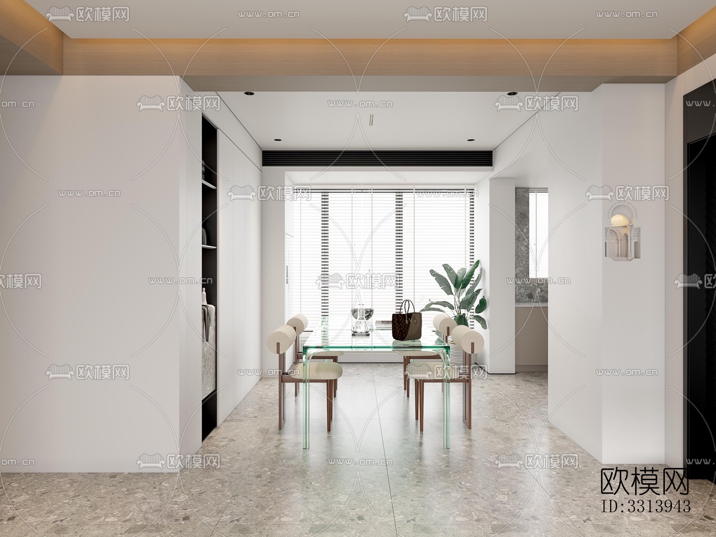 现代客餐厅效果图下载（渲染图3）