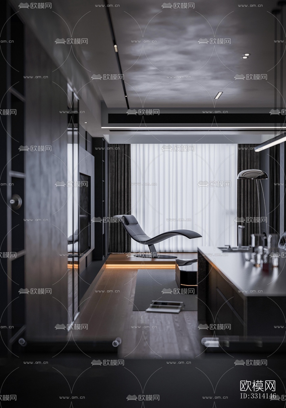 现代客餐厅效果图下载（渲染图2）