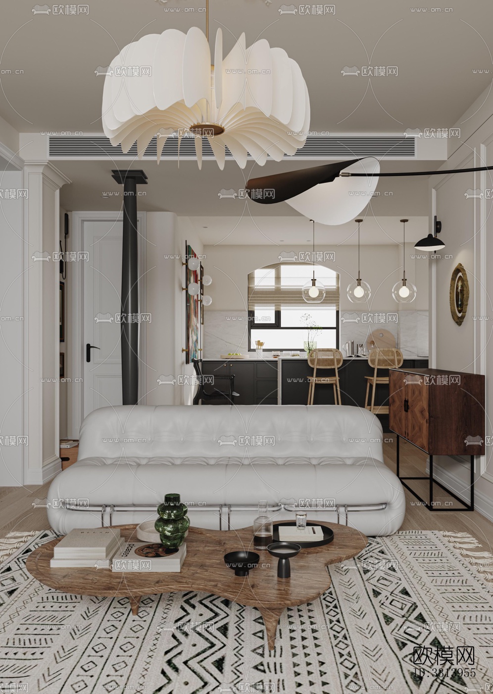 现代客餐厅效果图下载（渲染图3）