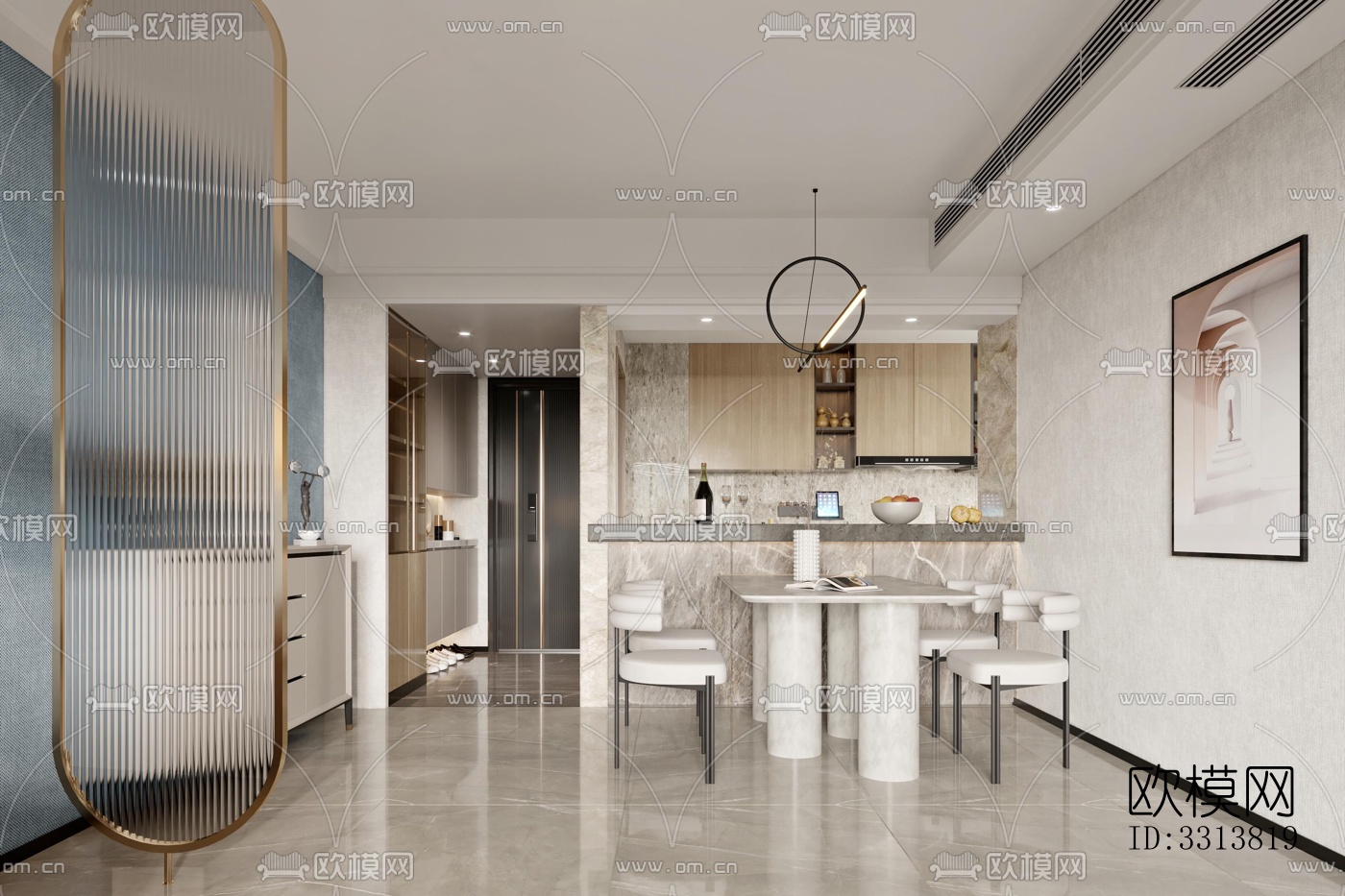 现代客餐厅效果图下载（渲染图9）