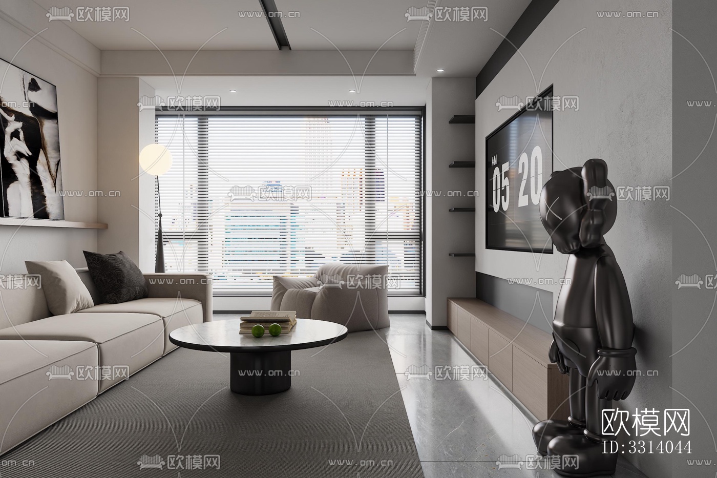 现代客餐厅效果图下载（渲染图3）