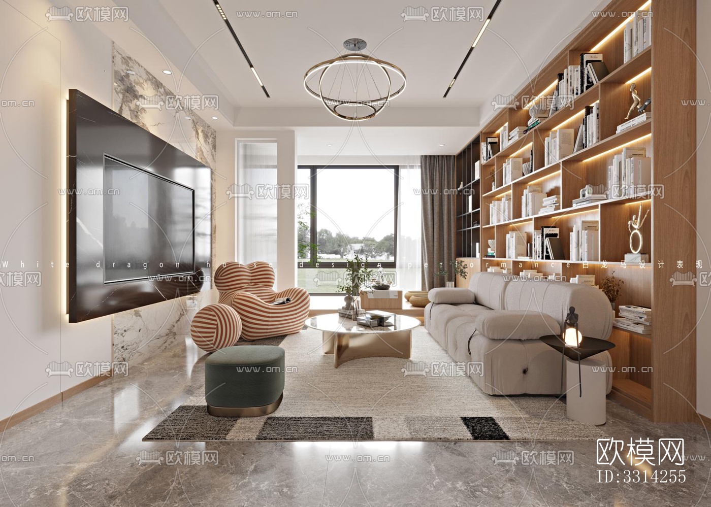 现代客餐厅效果图下载（渲染图5）