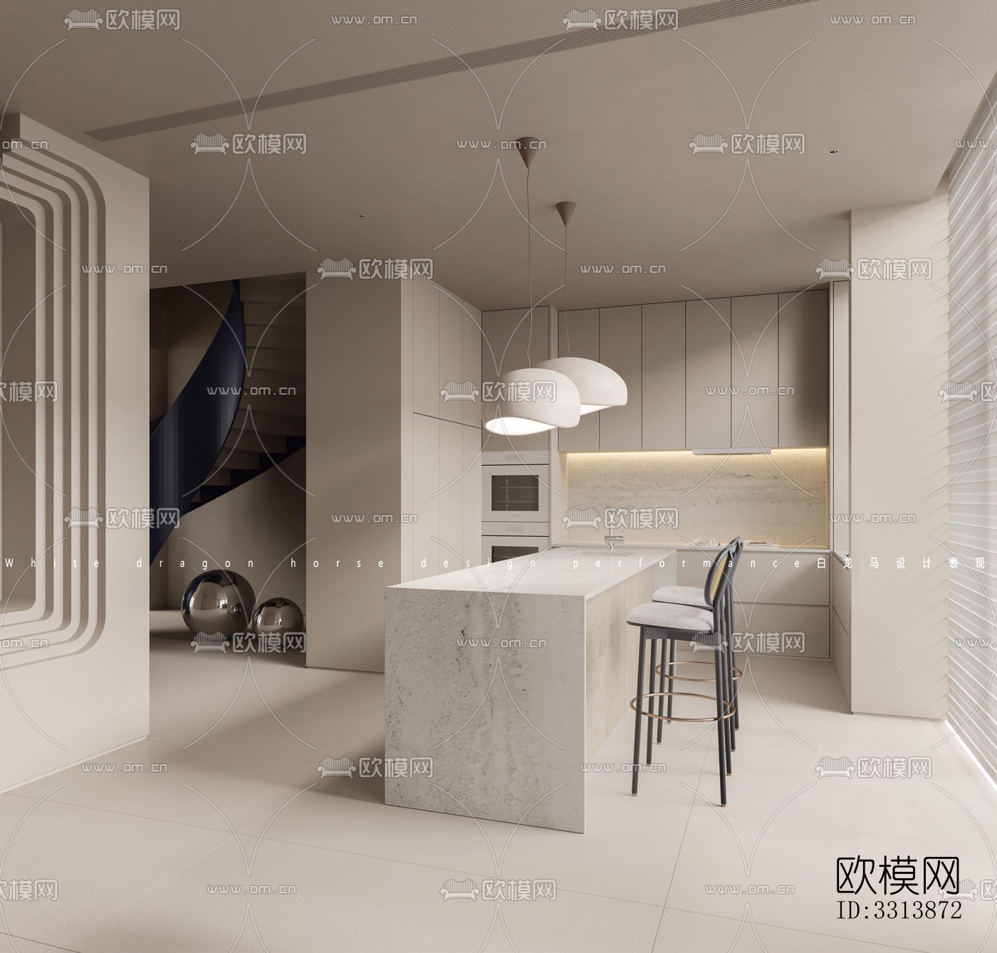 现代客餐厅效果图下载（渲染图2）