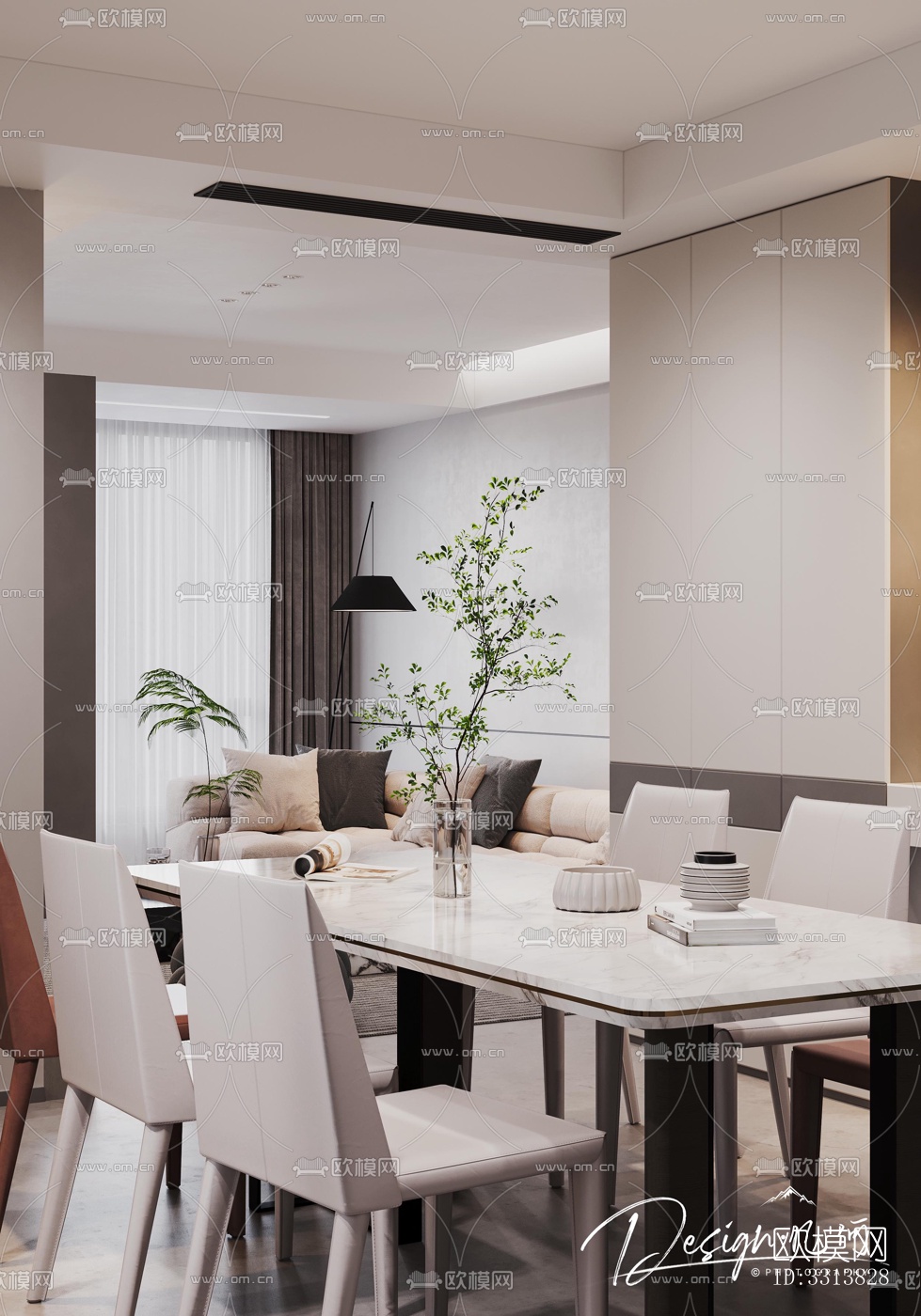 现代客餐厅效果图下载（渲染图3）