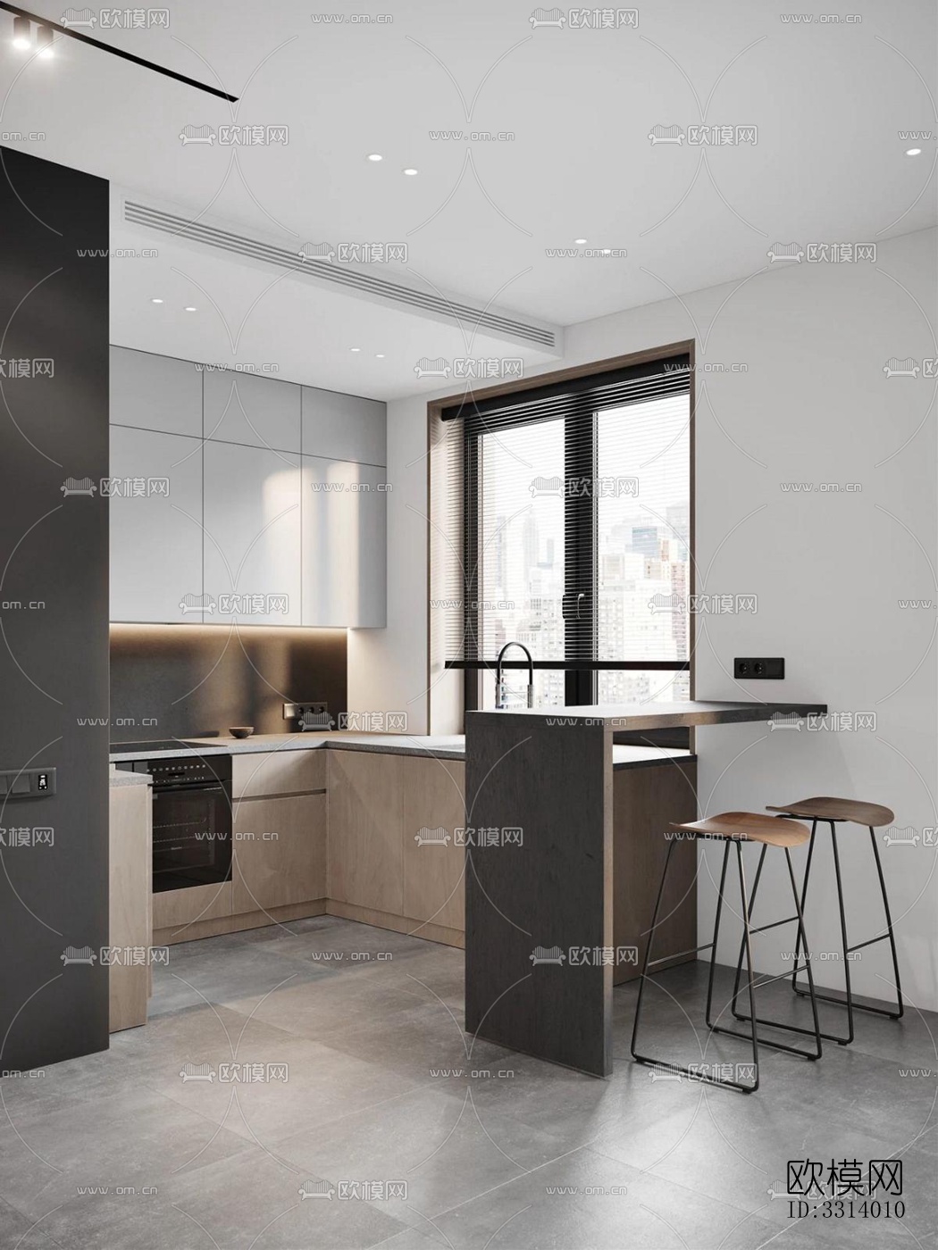 现代客餐厅效果图下载（渲染图5）