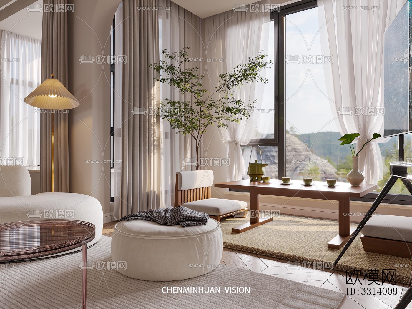 现代客餐厅效果图下载（渲染图6）