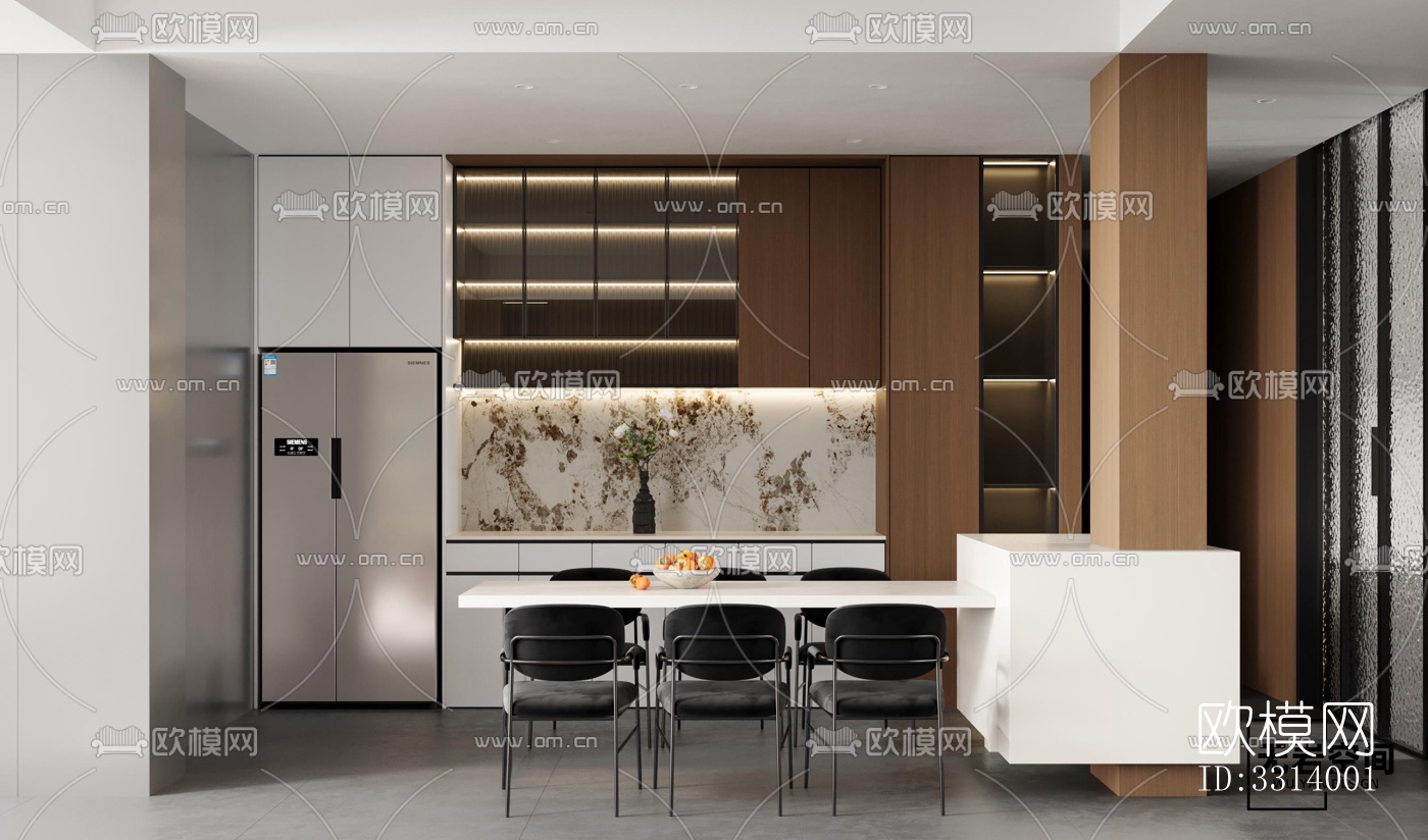 现代客餐厅效果图下载（渲染图4）