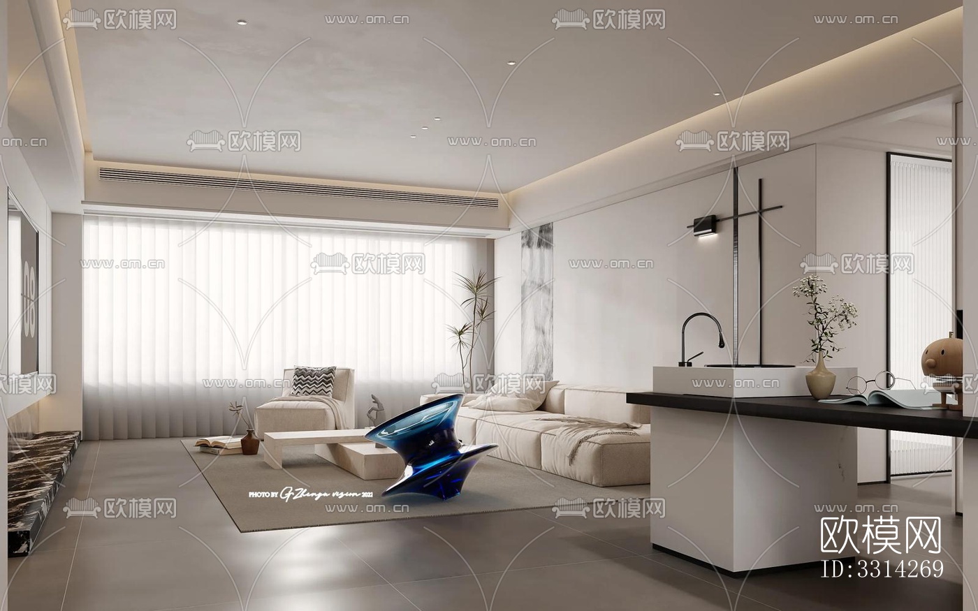 现代客餐厅效果图下载（渲染图4）