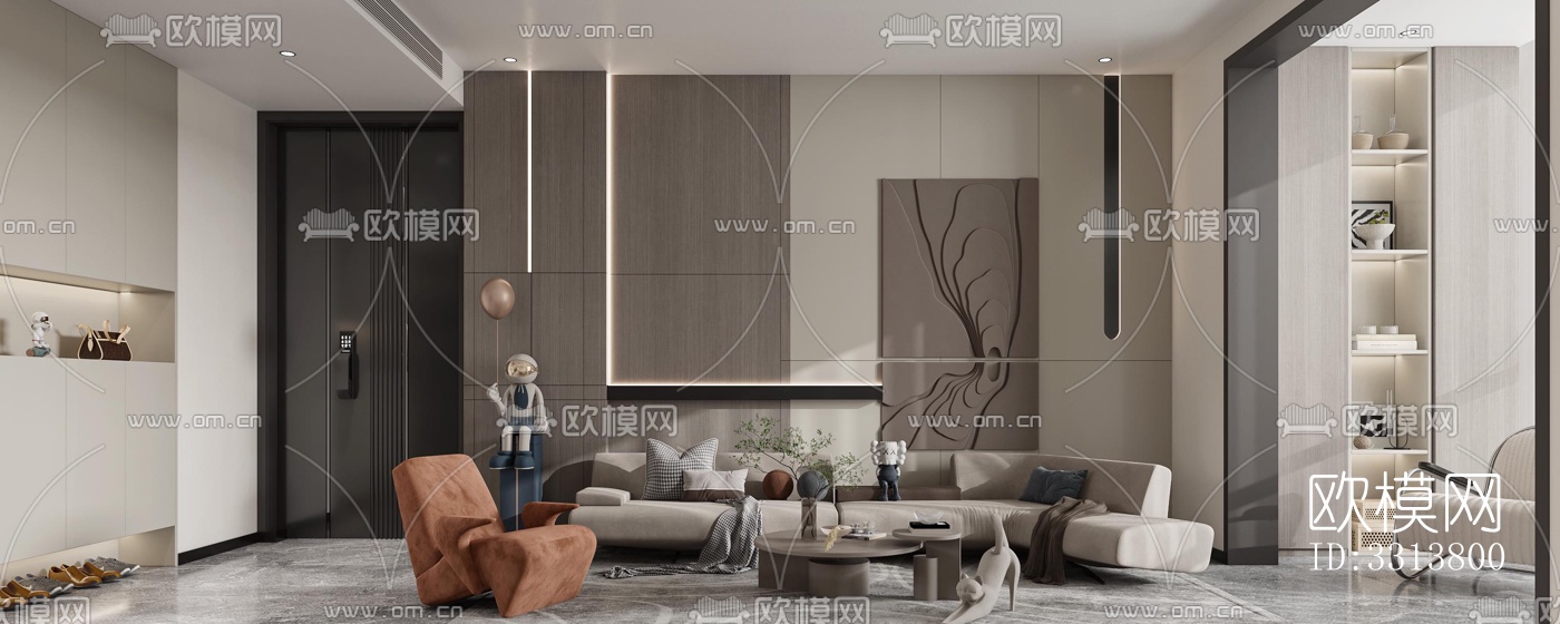 现代客餐厅效果图下载（渲染图5）