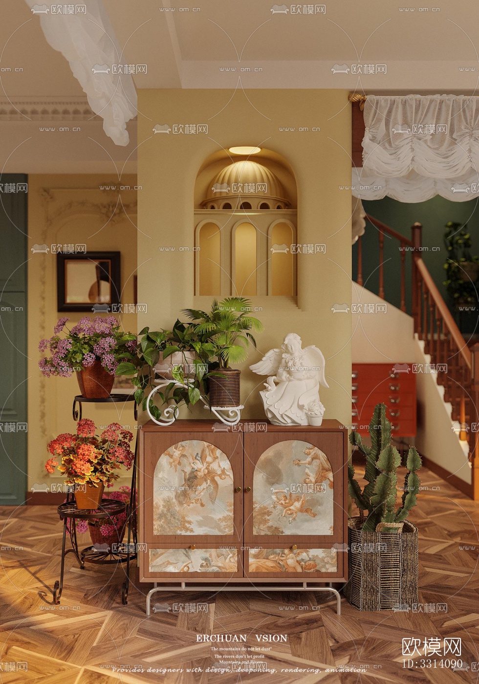 现代客餐厅效果图下载（渲染图2）