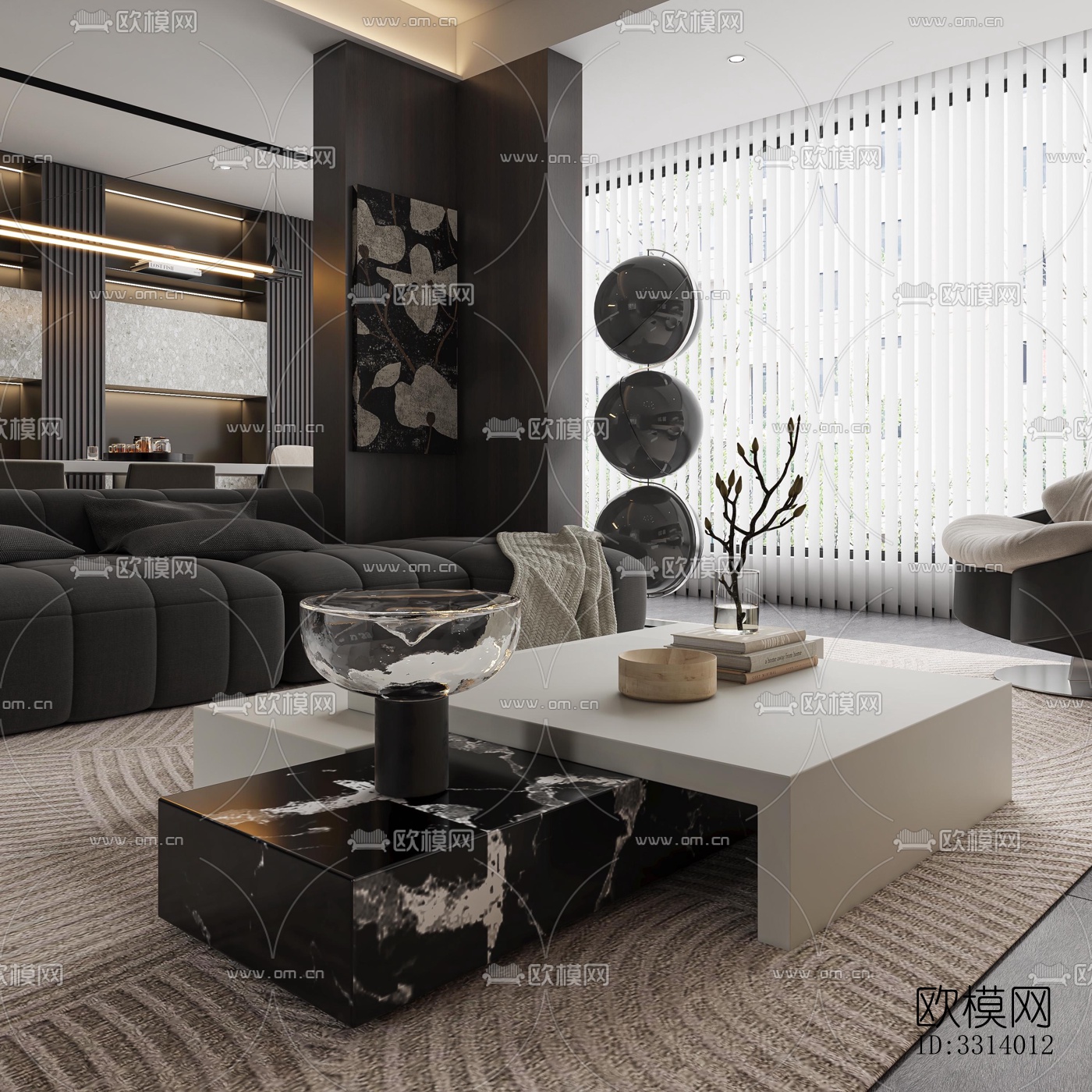 现代客餐厅效果图下载（渲染图10）