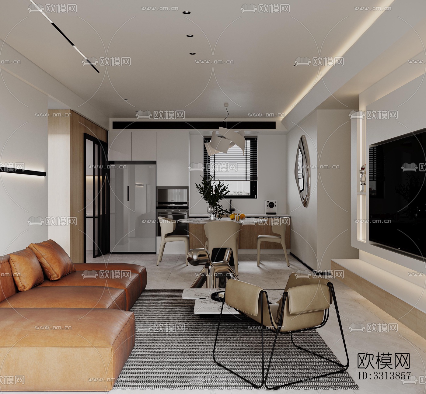 现代客餐厅效果图下载（渲染图8）