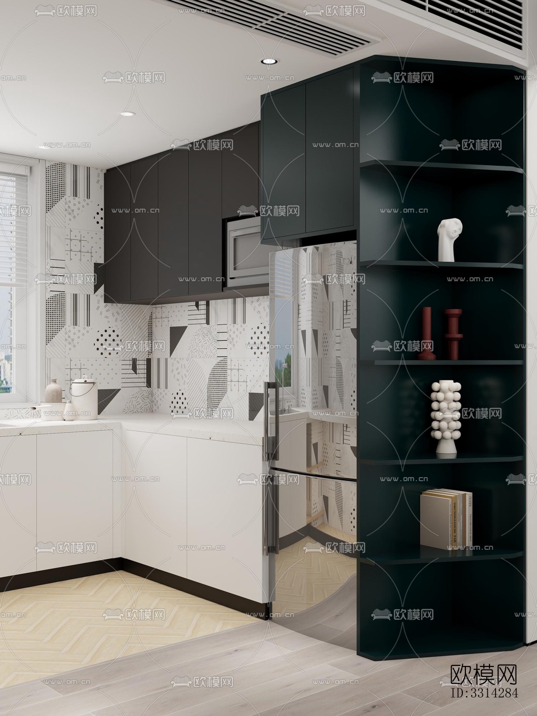 现代客餐厅效果图下载（渲染图3）