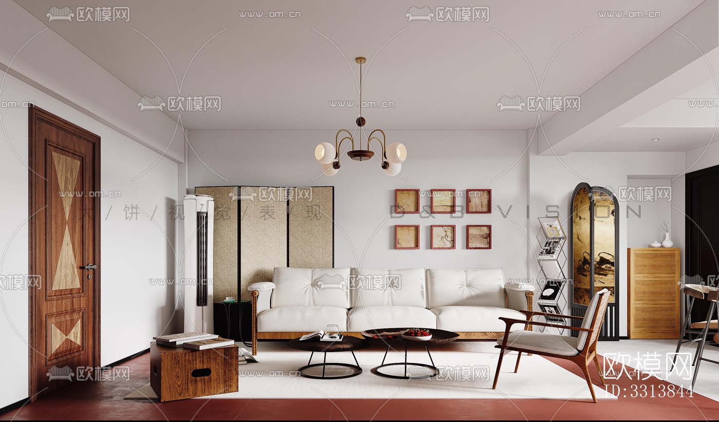 现代客餐厅效果图下载（渲染图1）