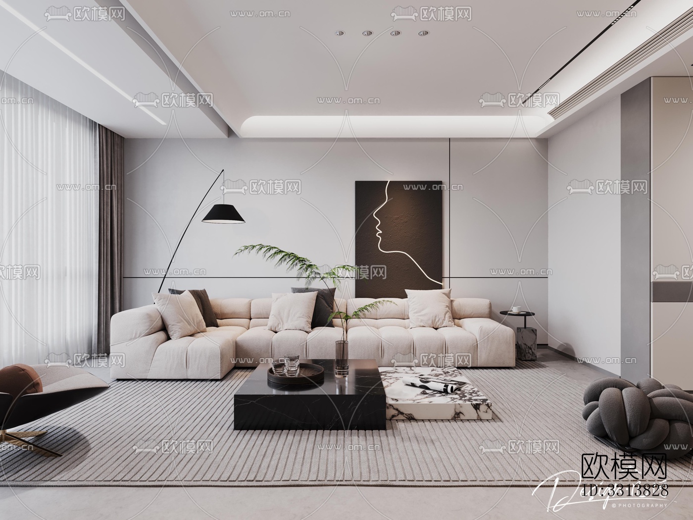 现代客餐厅效果图下载（渲染图5）