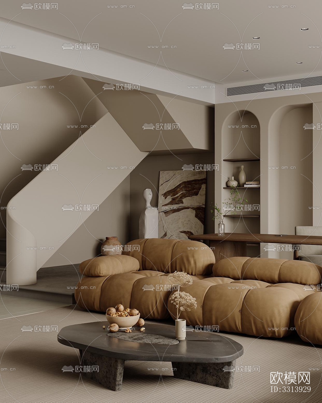 现代客餐厅效果图下载（渲染图3）