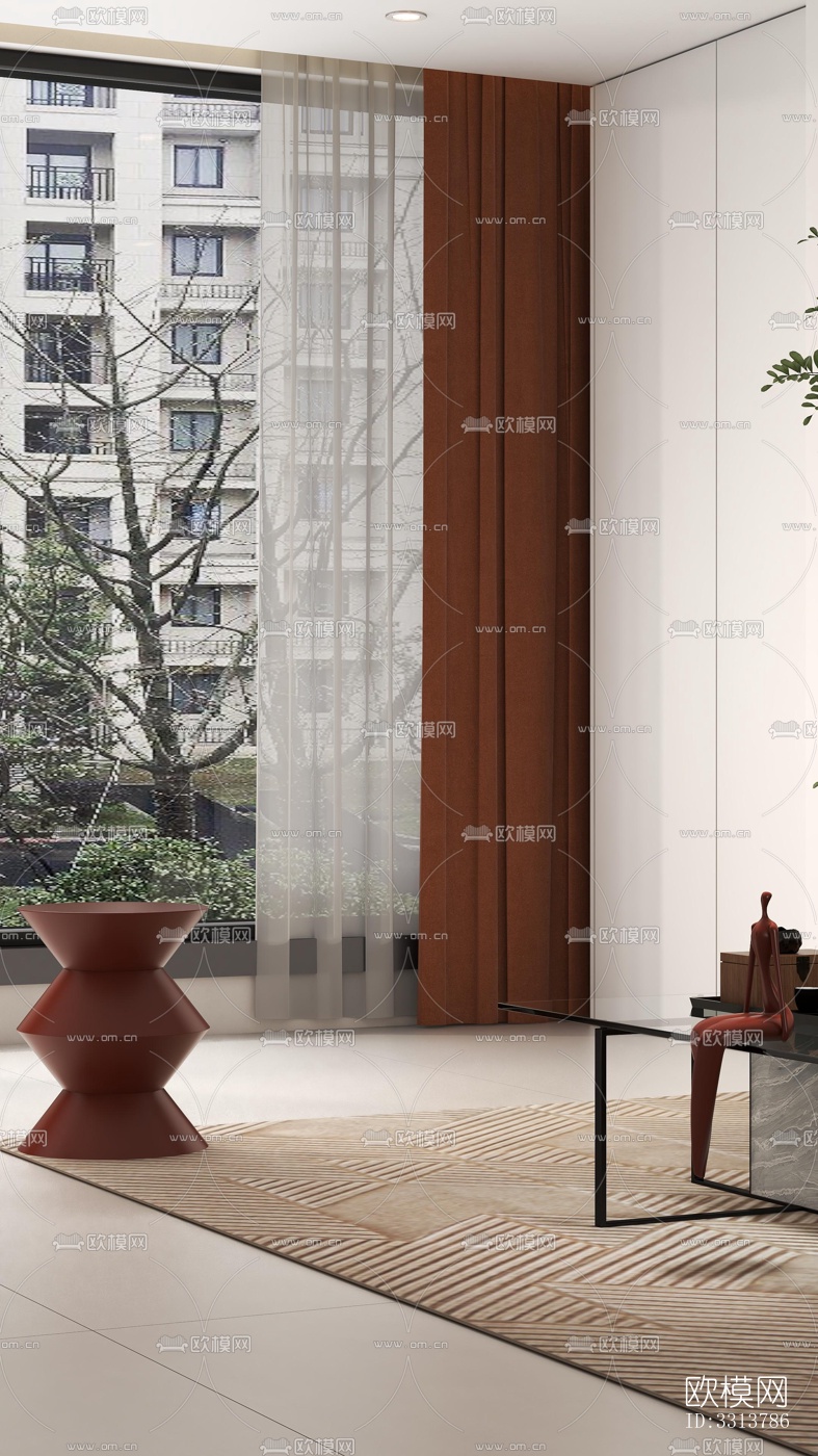 现代客餐厅效果图下载（渲染图9）