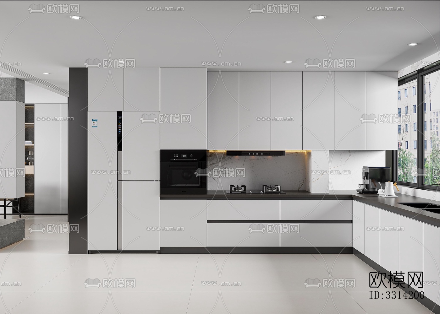 现代客餐厅效果图下载（渲染图10）