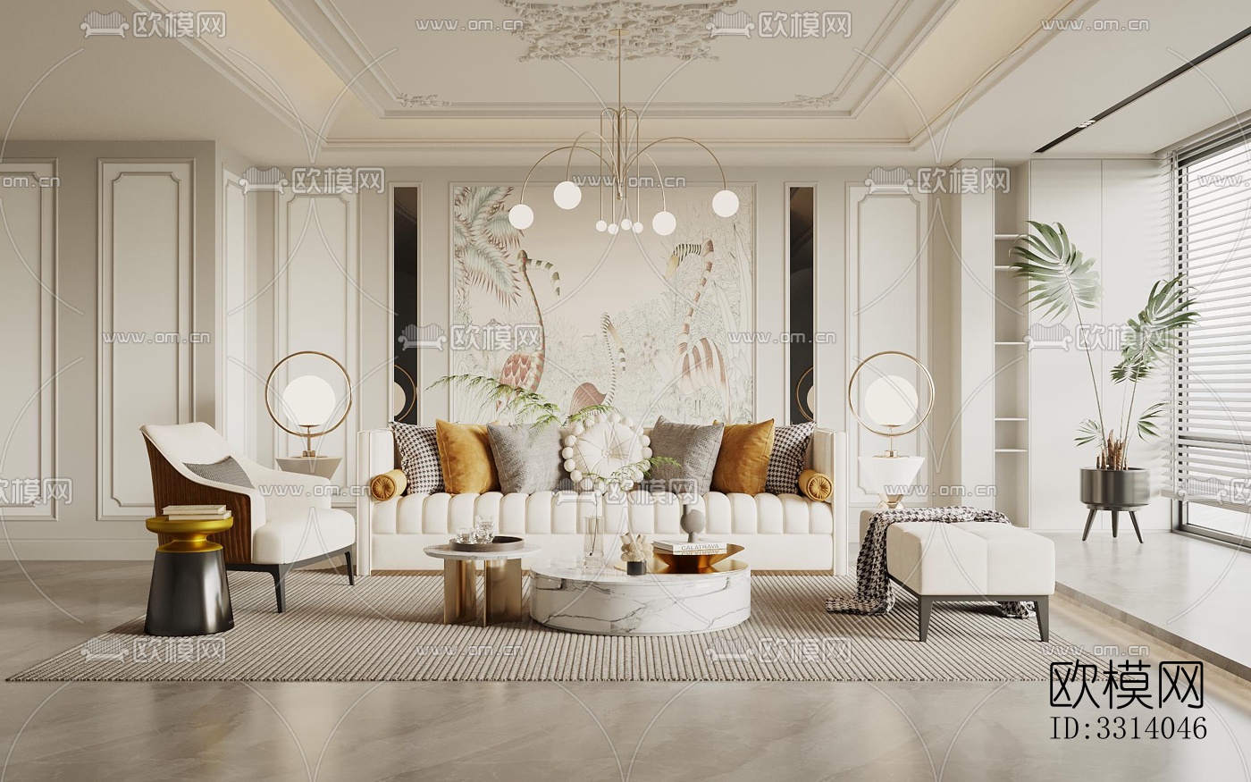 现代客餐厅效果图下载（渲染图6）