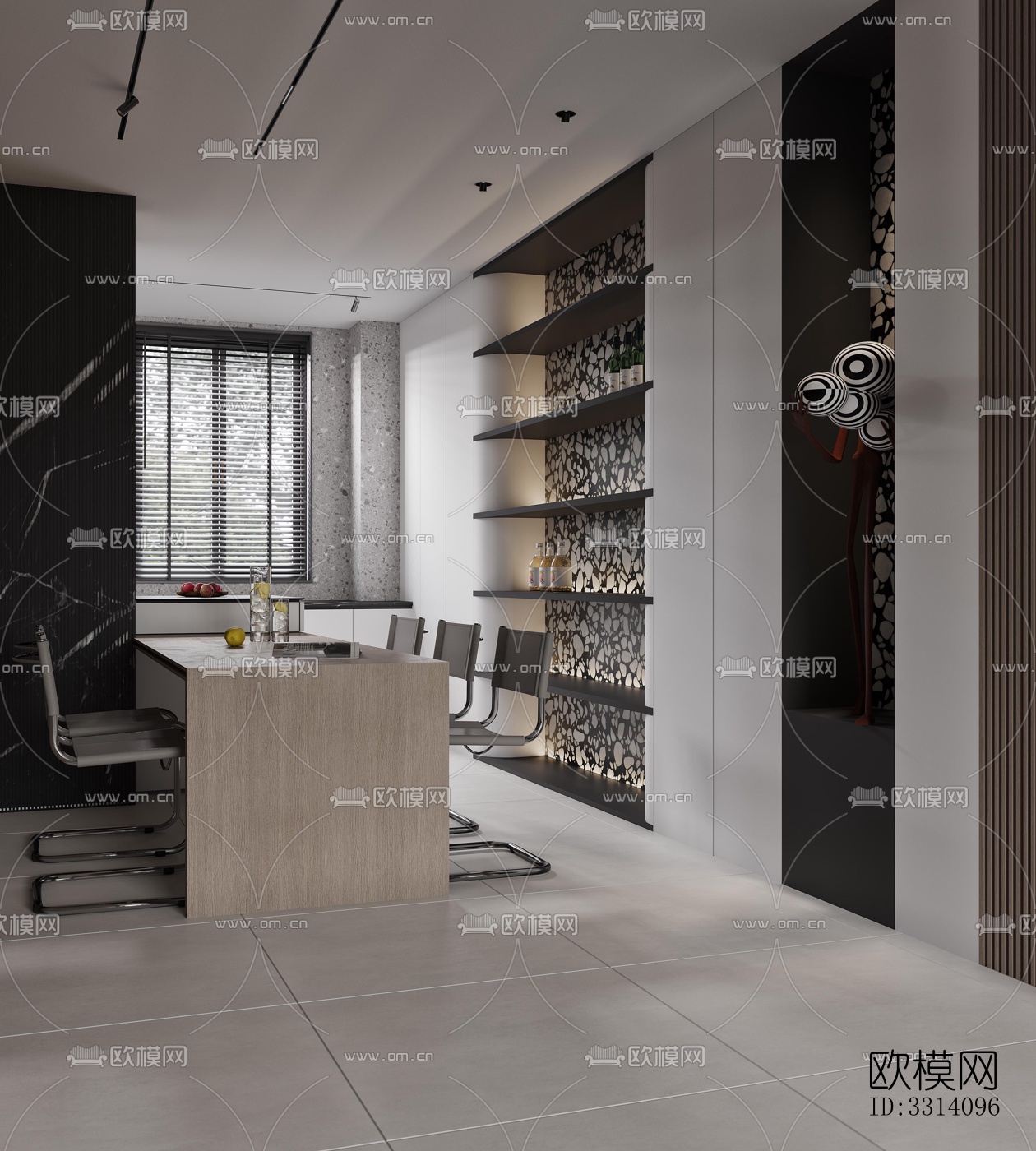 现代客餐厅效果图下载（渲染图10）