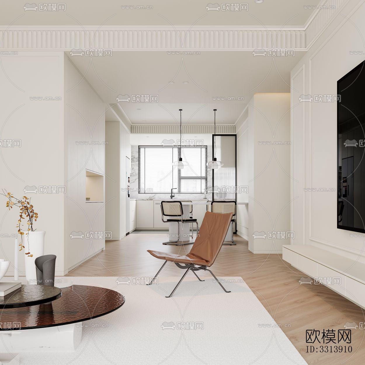 现代客餐厅效果图下载（渲染图3）