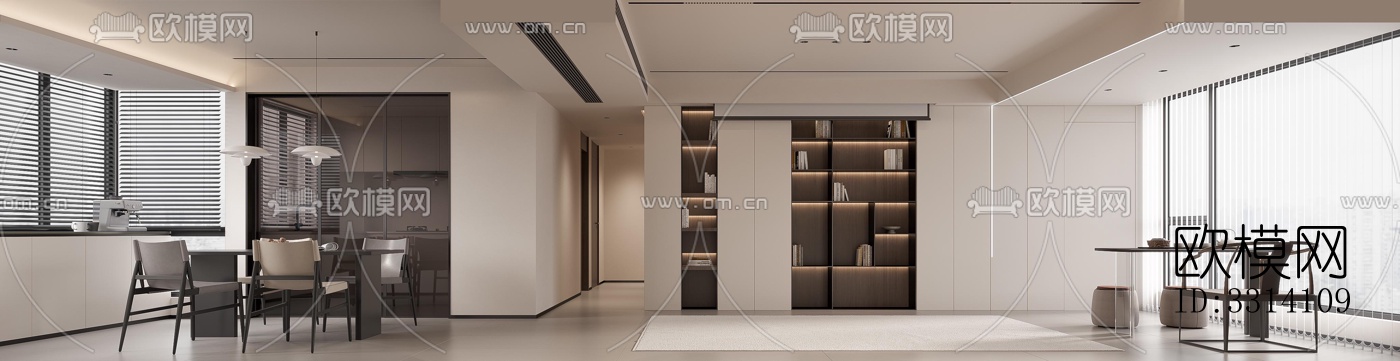 现代客餐厅效果图下载（渲染图3）